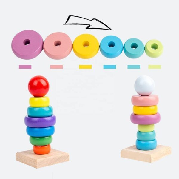 Baby Stacking Tower Colored Rainbow