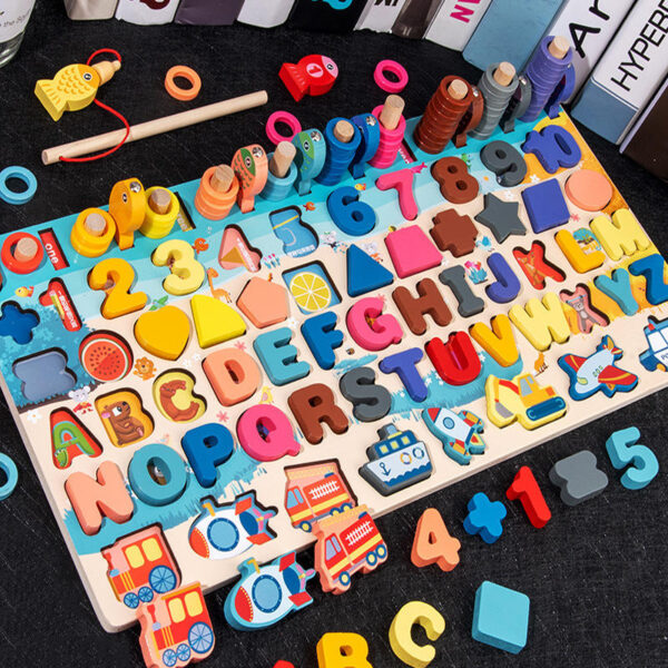 Alphanumeric traffic  Early intelligence  children wooden toy