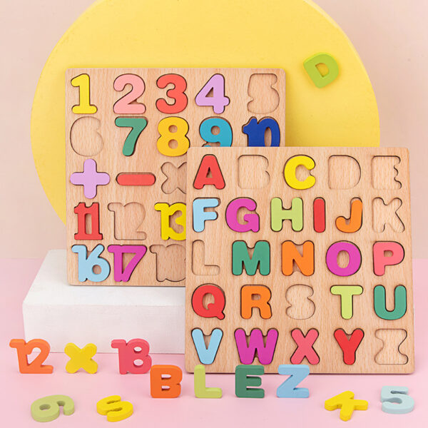 Wooden Board with  Colorful Alphabet